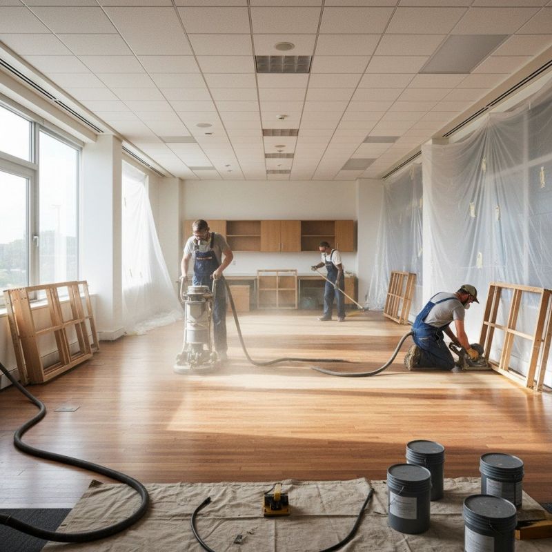 Local Engineered Floor Refinishing pros at work